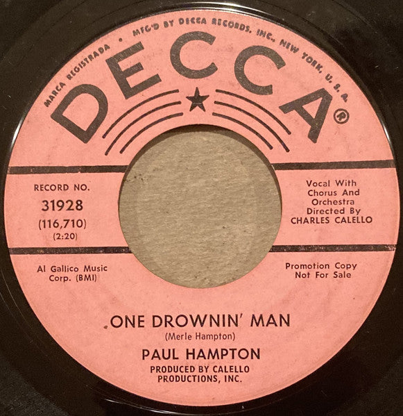 Paul Hampton : What Good Am I (7", Single, Promo)