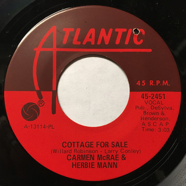 Carmen McRae & Herbie Mann : Live For Life / Cottage For Sale (7", Single, AT)