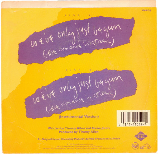Glenn Jones : We've Only Just Begun (The Romance Is Not Over) (7", Single)