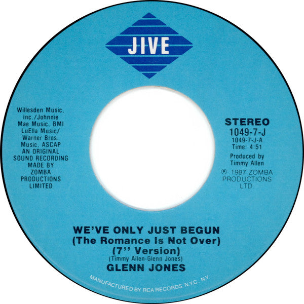 Glenn Jones : We've Only Just Begun (The Romance Is Not Over) (7", Single)