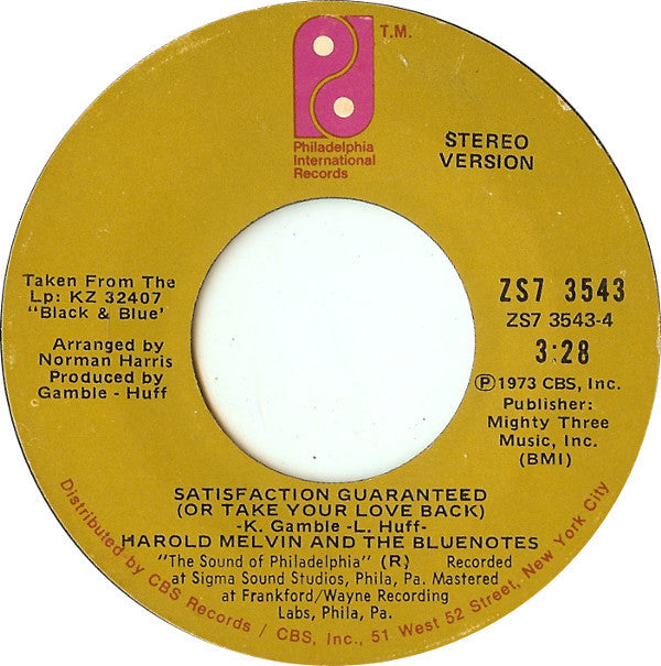 Harold Melvin And The Blue Notes : I'm Weak For You (7", Styrene, Ter)