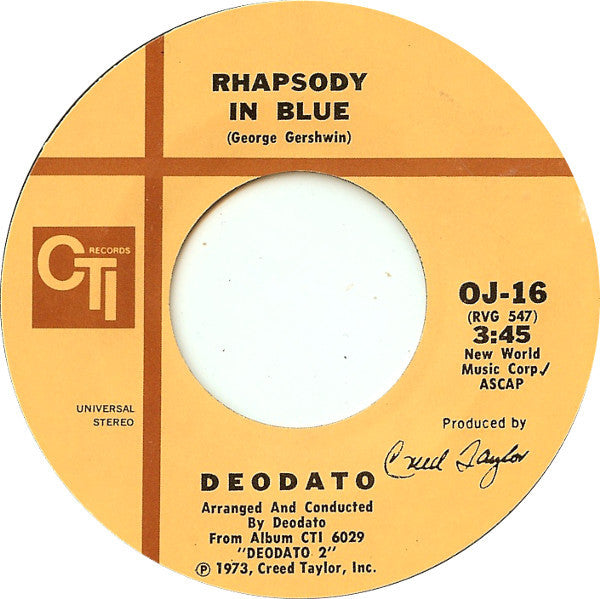 Eumir Deodato : Rhapsody In Blue / Super Strut (7", Single, Styrene)