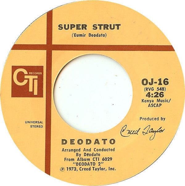 Eumir Deodato : Rhapsody In Blue / Super Strut (7", Single, Styrene)