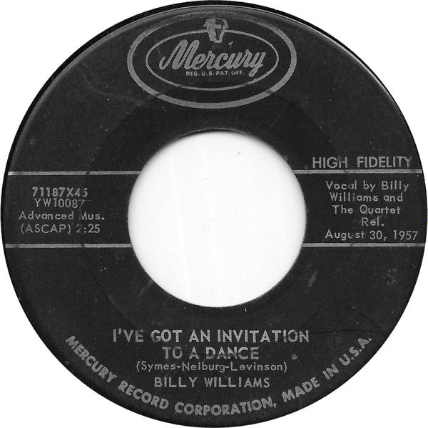 Billy Williams (5) : I've Got An Invitation To A Dance (7", Single)