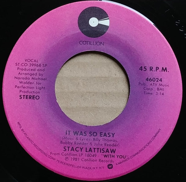 Stacy Lattisaw : It Was So Easy / Screamin' Off The Top (7", Single, SP )
