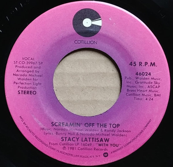 Stacy Lattisaw : It Was So Easy / Screamin' Off The Top (7", Single, SP )