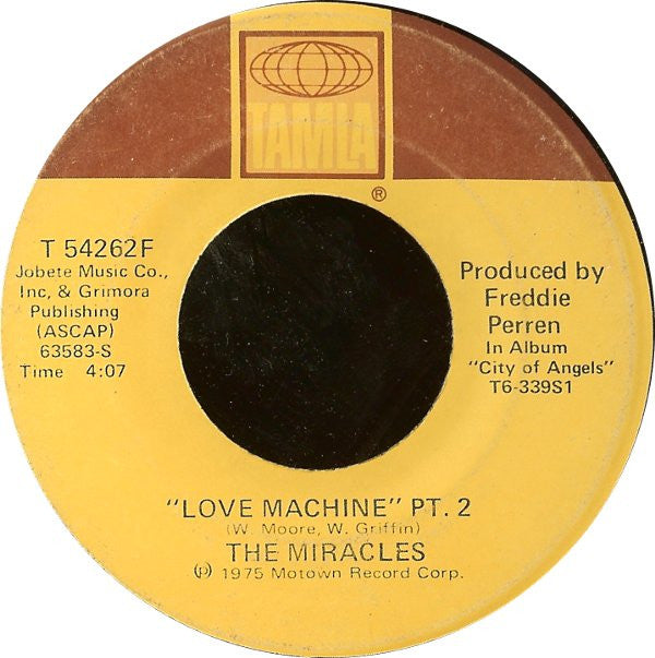 The Miracles : Love Machine (7", Bla)