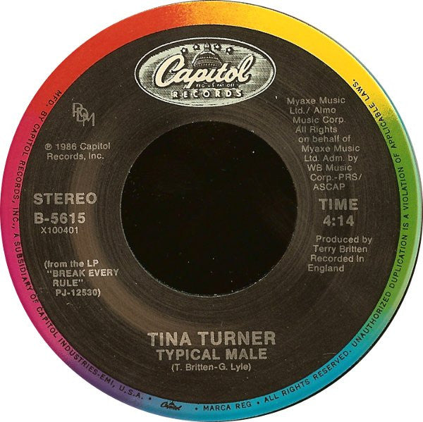 Tina Turner : Typical Male (7", Spe)