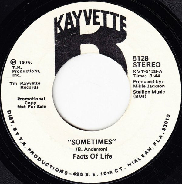 Facts Of Life : Sometimes (7", Promo)