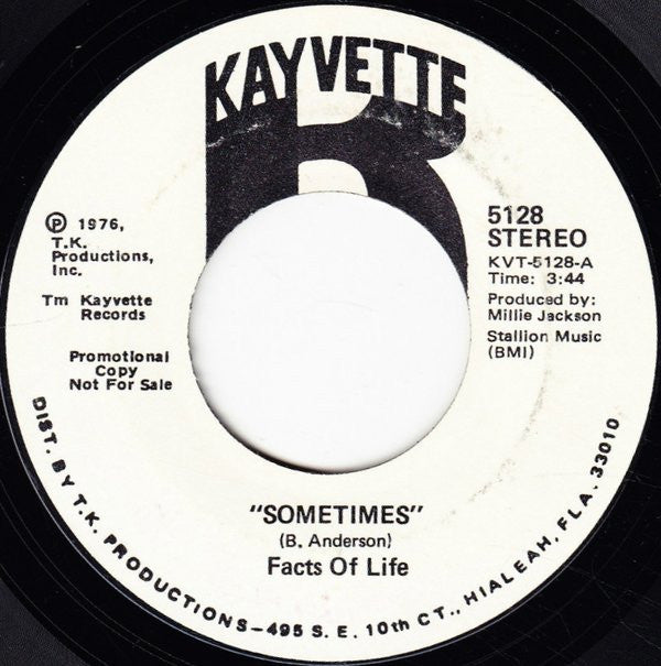 Facts Of Life : Sometimes (7", Promo)