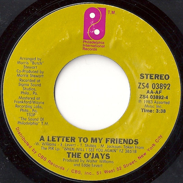 The O'Jays : I Can't Stand The Pain (7", Single, Styrene, Pit)