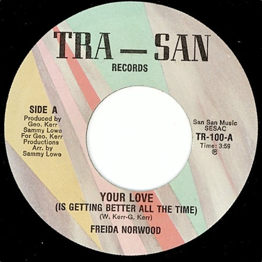 Freida Norwood : Your Love (Is Getting Better All The Time) (7")