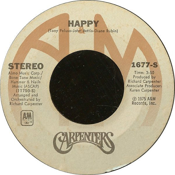 Carpenters : Only Yesterday / Happy (7", Single, Styrene)