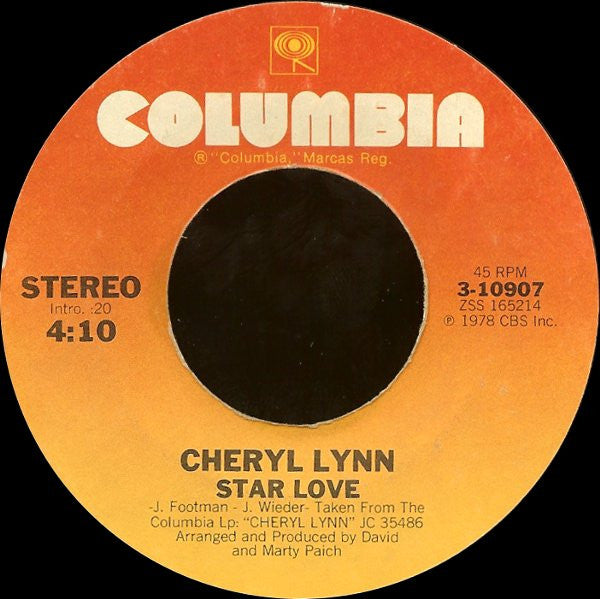 Cheryl Lynn : Star Love / You're The One (7", Styrene, Pit)