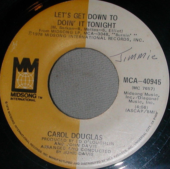 Carol Douglas : Burnin' (7")