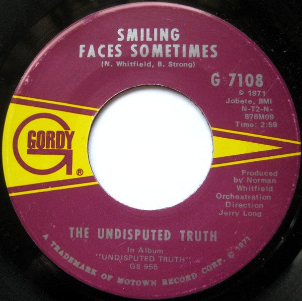 The Undisputed Truth : Smiling Faces Sometimes (7", Single, Ame)