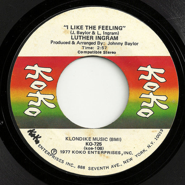 Luther Ingram : I Like The Feeling (7", Single, Styrene, She)