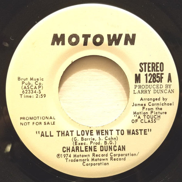 Charlene : All That Love Went To Waste (7", Mono, Promo)