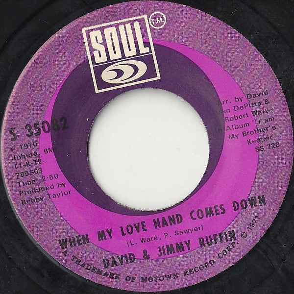 The Ruffin Brothers : When My Love Hand Comes Down (7")