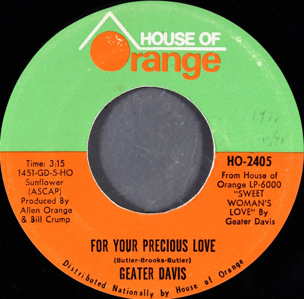 Geater Davis : For Your Precious Love / Wrapped Up In You (7", Single)