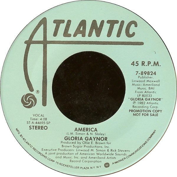 Gloria Gaynor : America (7", Promo)