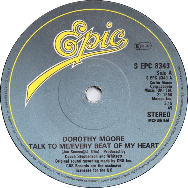 Dorothy Moore : Talk To Me / Every Beat Of My Heart (7", Single)
