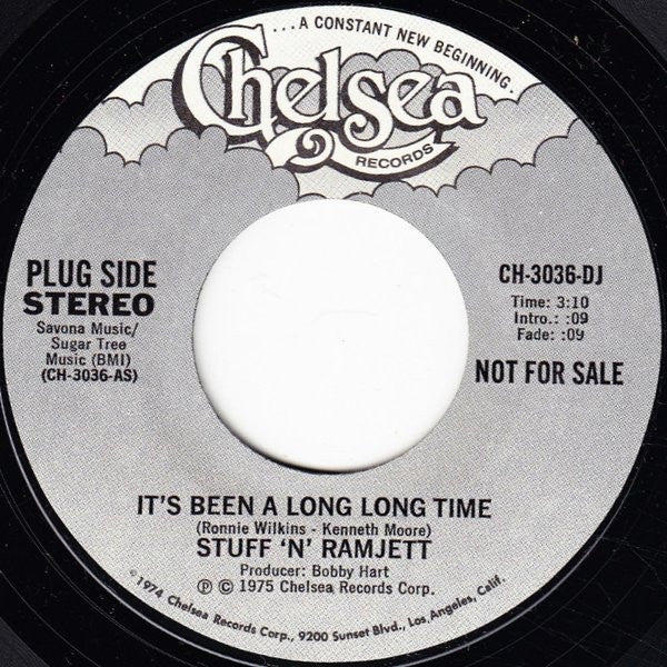 Stuff 'N' Ramjett : It's Been A Long Long Time (7", Single, Promo)