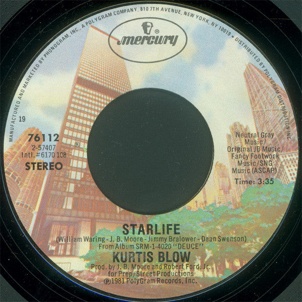 Kurtis Blow : Starlife / Way Out West (7", Styrene)