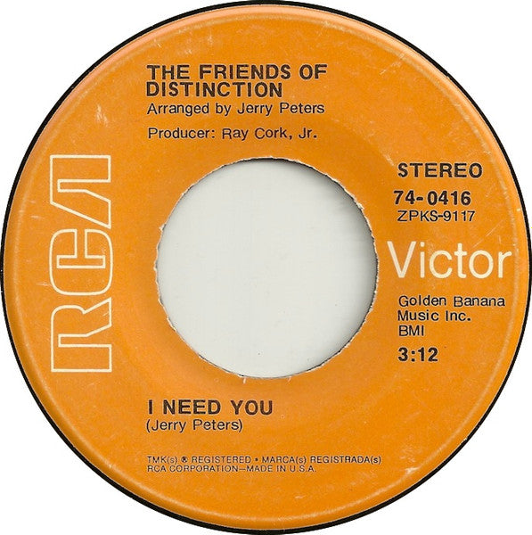 The Friends Of Distinction : I Need You / Check It Out (7", Single)