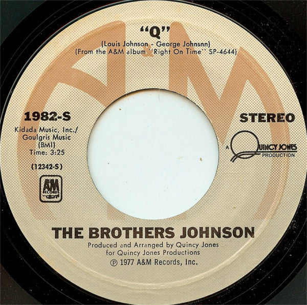 Brothers Johnson : Runnin' For Your Lovin' (7", Styrene, Pit)