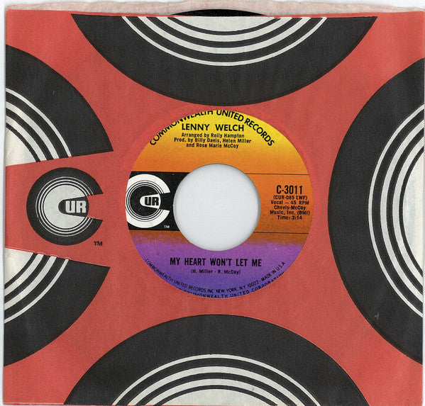 Lenny Welch : My Heart Won't Let Me (7", Single)
