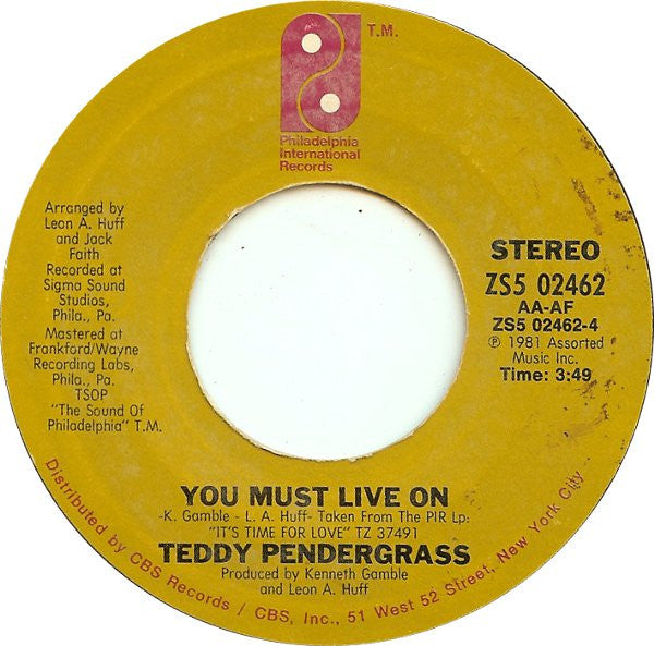 Teddy Pendergrass : I Can't Live Without Your Love (7", Styrene, Ter)