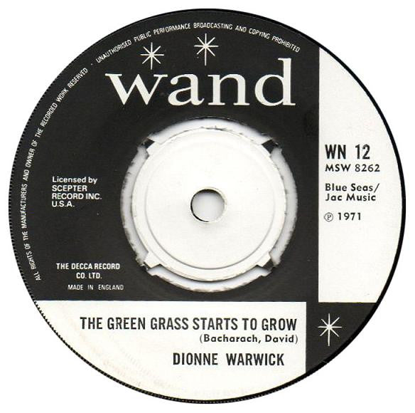 Dionne Warwick : The Green Grass Starts To Grow / They Don't Give Medals To Yesterday's Heroes (7", Single)