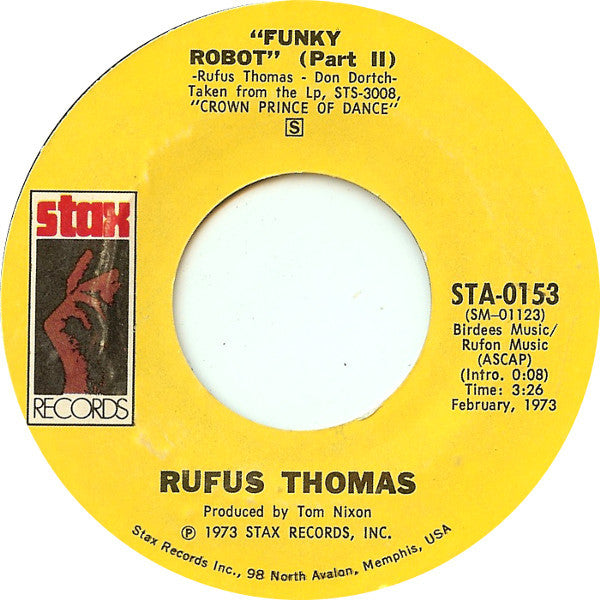 Rufus Thomas : Funky Robot (7", Single, Styrene, Pit)