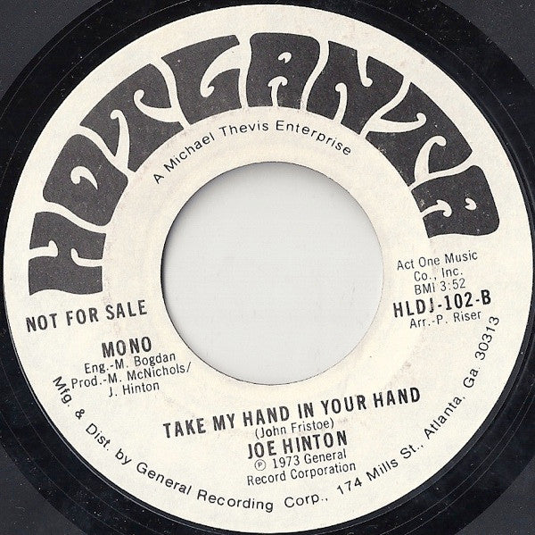 Joe Hinton : Take My Hand In Your Hand (7", Single, Promo)