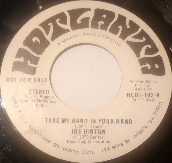 Joe Hinton : Take My Hand In Your Hand (7", Single, Promo)