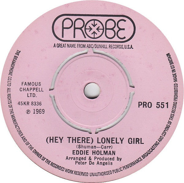 Eddie Holman : Hey There Lonely Girl (7", Single, Kno)