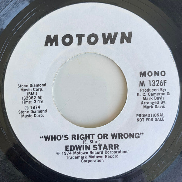 Edwin Starr : Who's Right Or Wrong (7", Single, Promo)