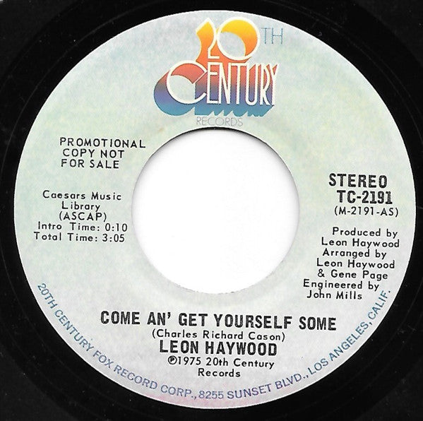 Leon Haywood : Come An' Get Yourself Some (7", Single, Mono, Promo)