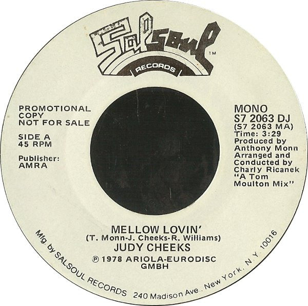 Judy Cheeks : Mellow Lovin' (7", Mono, Promo)