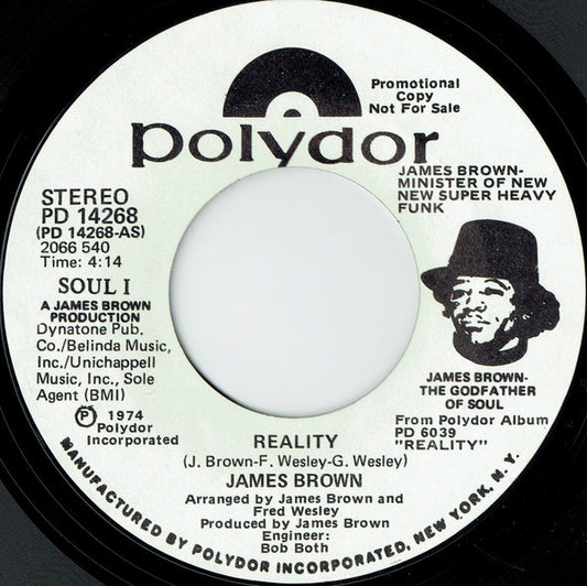 James Brown : Reality (7", Mono, Promo, Styrene)