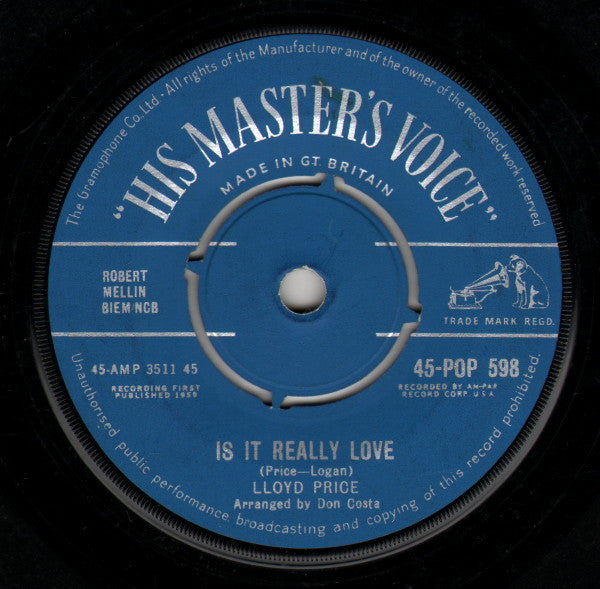 Lloyd Price : Where Were You (On Our Wedding Day?) (7", Single)