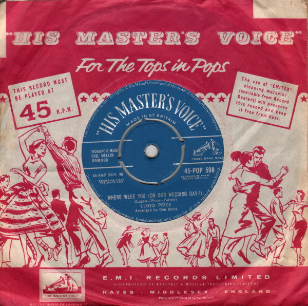 Lloyd Price : Where Were You (On Our Wedding Day?) (7", Single)
