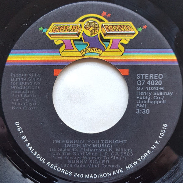 Bunny Sigler : Glad To Be Your Lover / I'm Funkin' You Tonight (With My Music) (7")