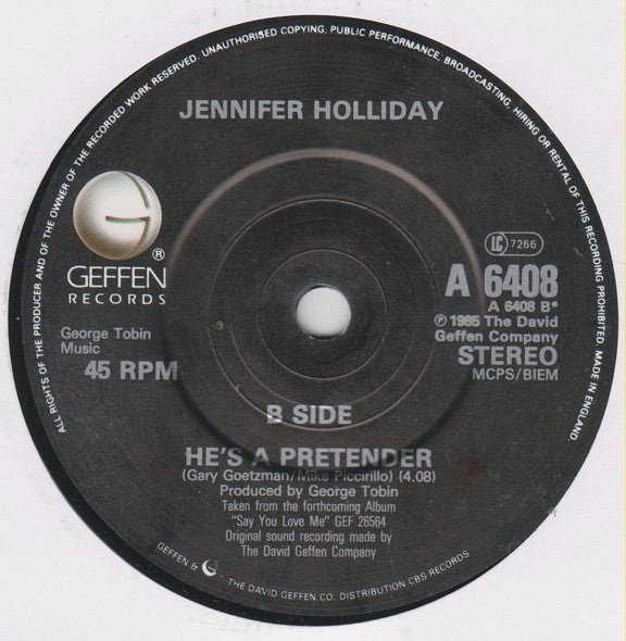Jennifer Holliday : Hard Times For Lovers (7", Single)