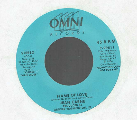 Jean Carn : Flame Of Love (7", Promo)