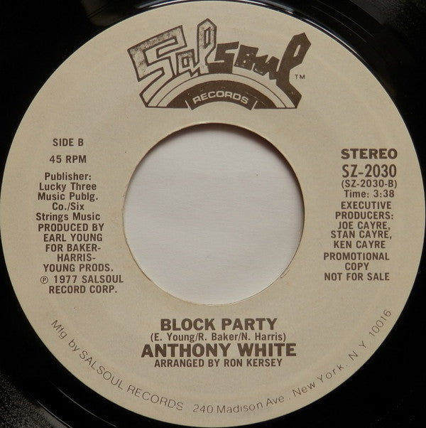 Anthony White : I Can't Turn You Loose (7", Single, Promo, Styrene)