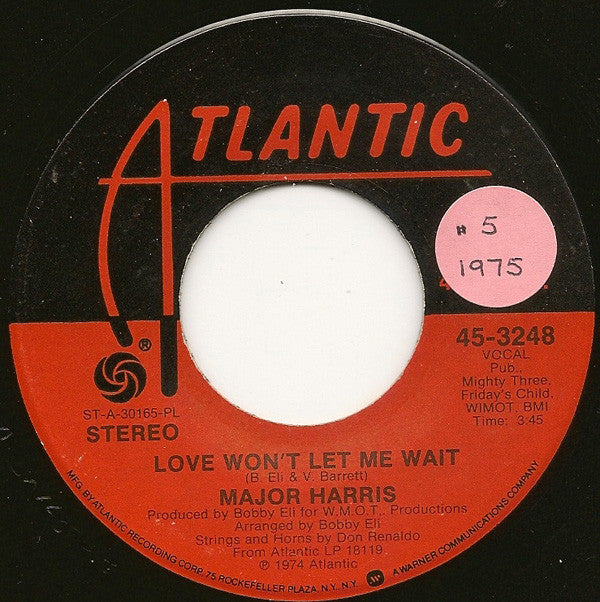 Major Harris : Love Won't Let Me Wait (7", Single, Pla)