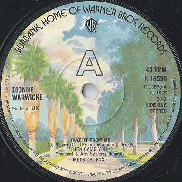 Dionne Warwick : Take It From Me (7", Single)