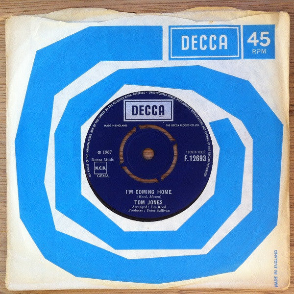 Tom Jones : I'm Coming Home (7", Single)